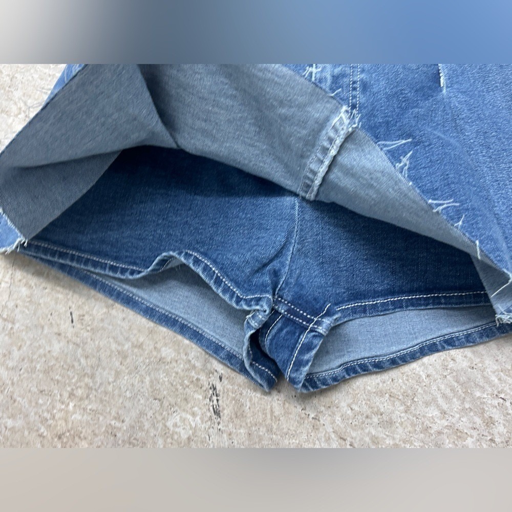Denim Blue Pleated Skort Mini Skirt Shorts SMALL Summer Festival Rodeo - Picture 3 of 6